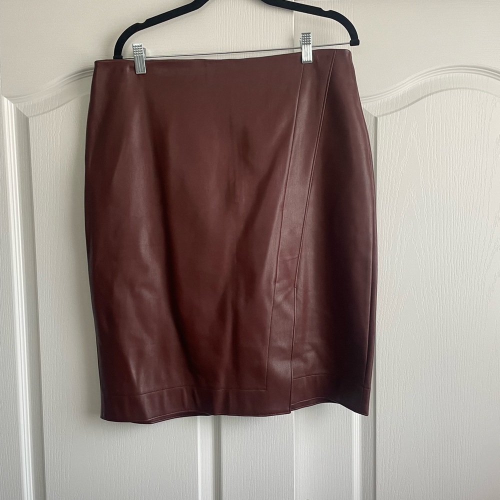 Faux leather midi skirt